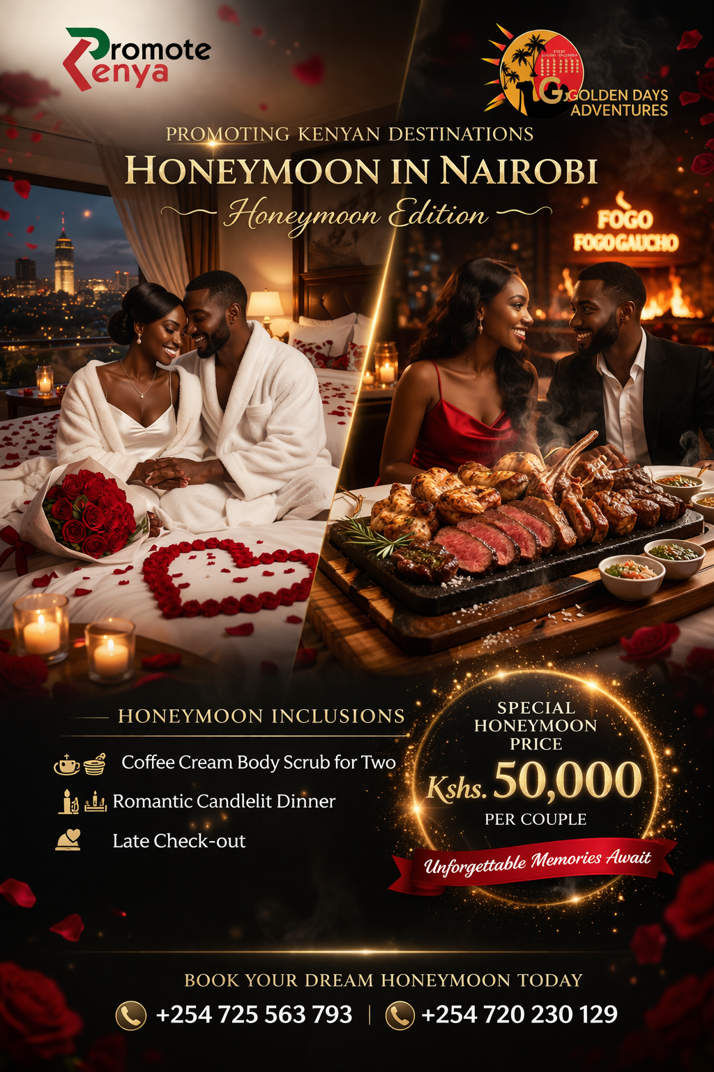 Honeymoon in Nairobi flyer — Promote Kenya x Golden Days Adventures